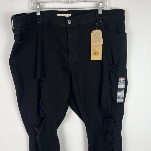 NWT Levi's 711 Skinny Jeans Distressed Hypersoft Black Plus Size 24W NEW - Picture 2 of 11